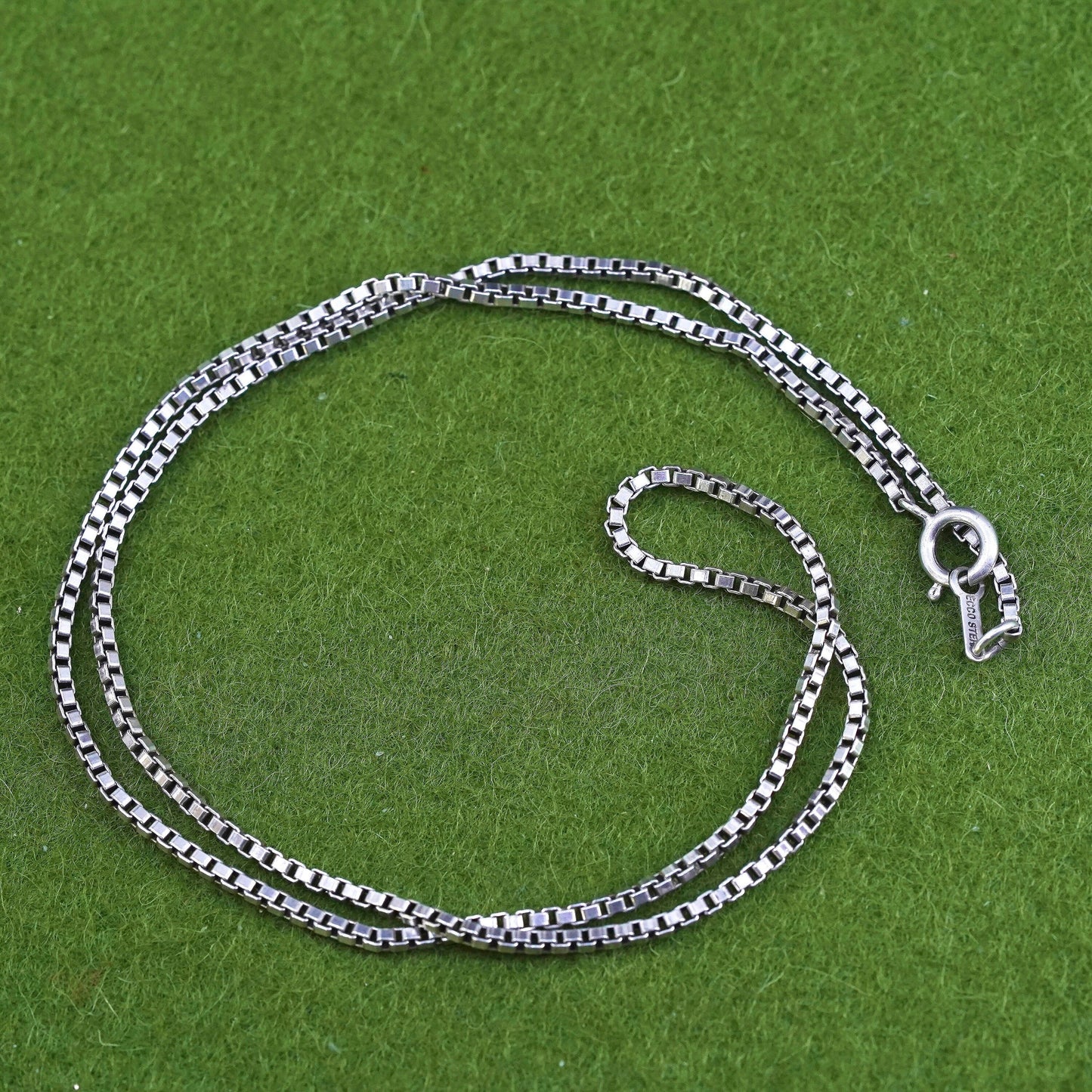 18", 1.6mm, vintage ECCO sterling silver box chain, 925 necklace