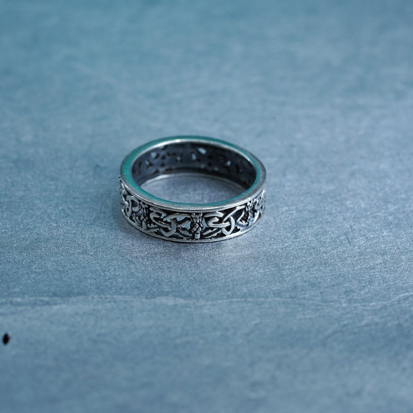 Size 6.75, vintage Sterling 925 silver handmade ring, filigree band