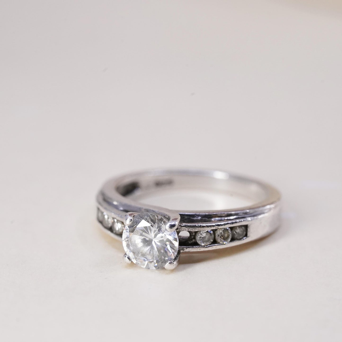 Size 6.5, 925 Sterling silver ring with Marquise cut crystal CZ cluster ring