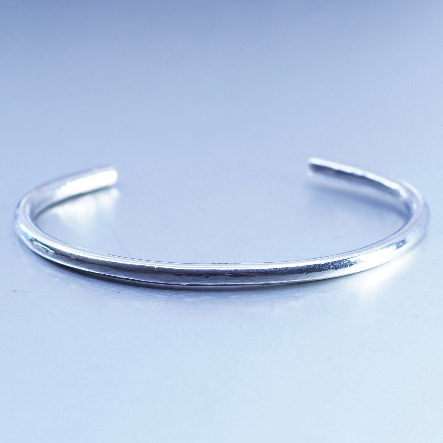 6.5”, Vintage Sterling 925 silver handmade bracelet, hammered textured cuff