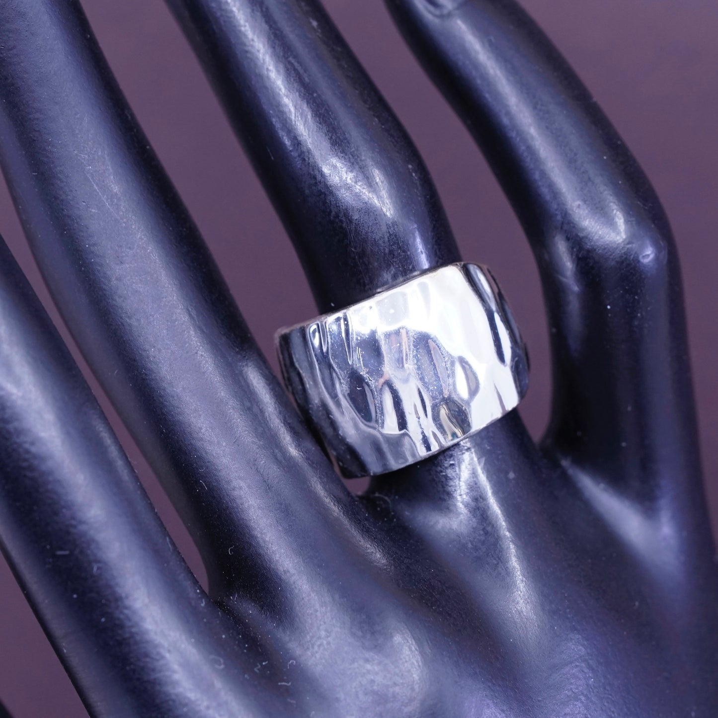 sz 6, Sterling silver handmade ring, 925 ribbed band, minimalist, modernist