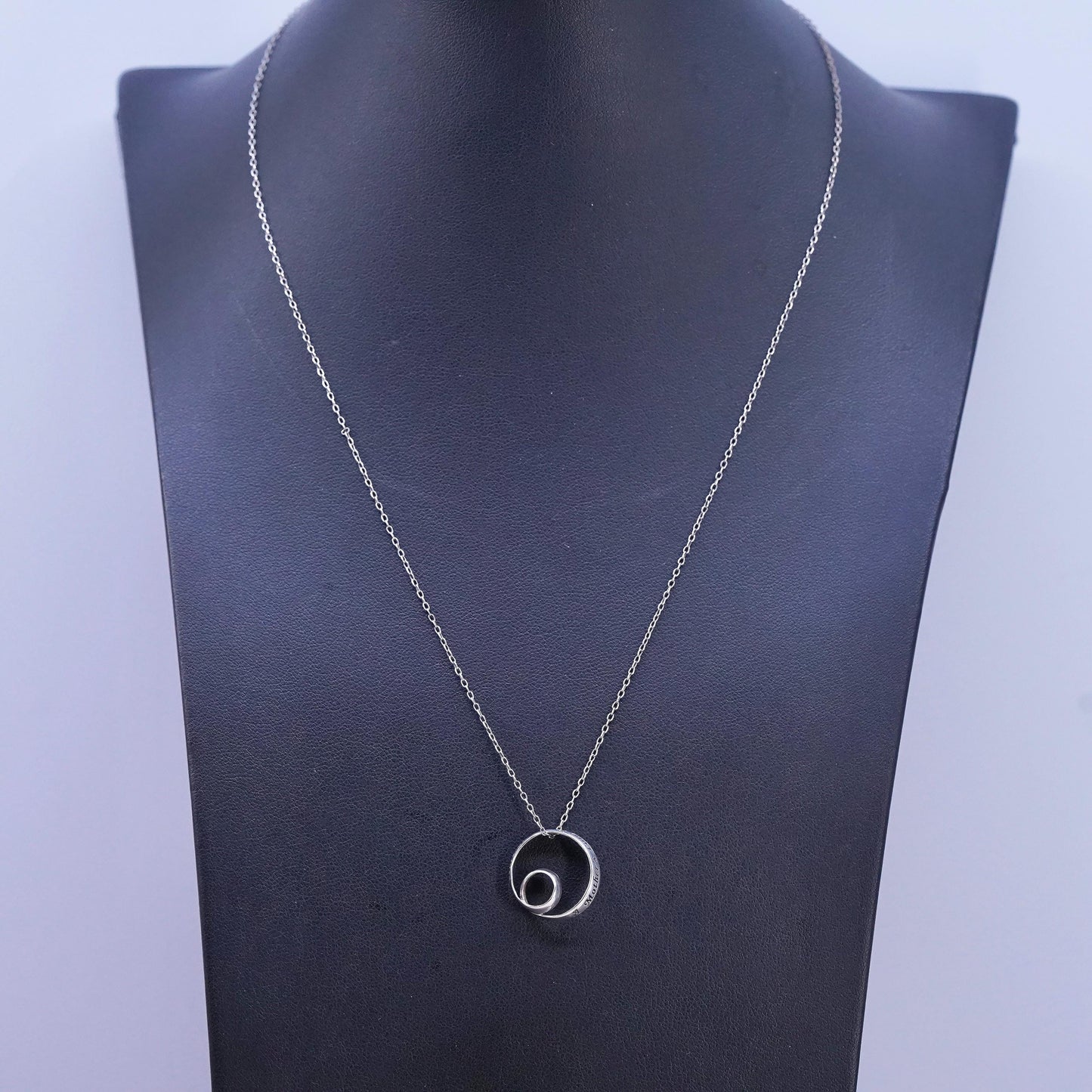 19", vintage Sterling silver necklace, 925 circle chain infinity loop pendant