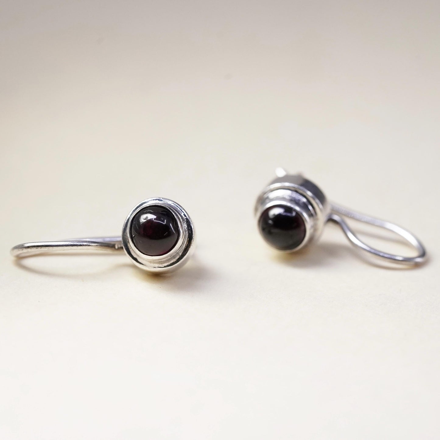 Vintage sterling silver 925 handmade earrings with garnet