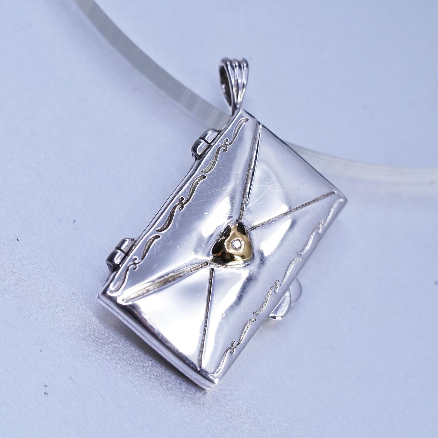 Bradford Exchange 925 Sterling Silver Letter Of Love Locket pendant gold heart