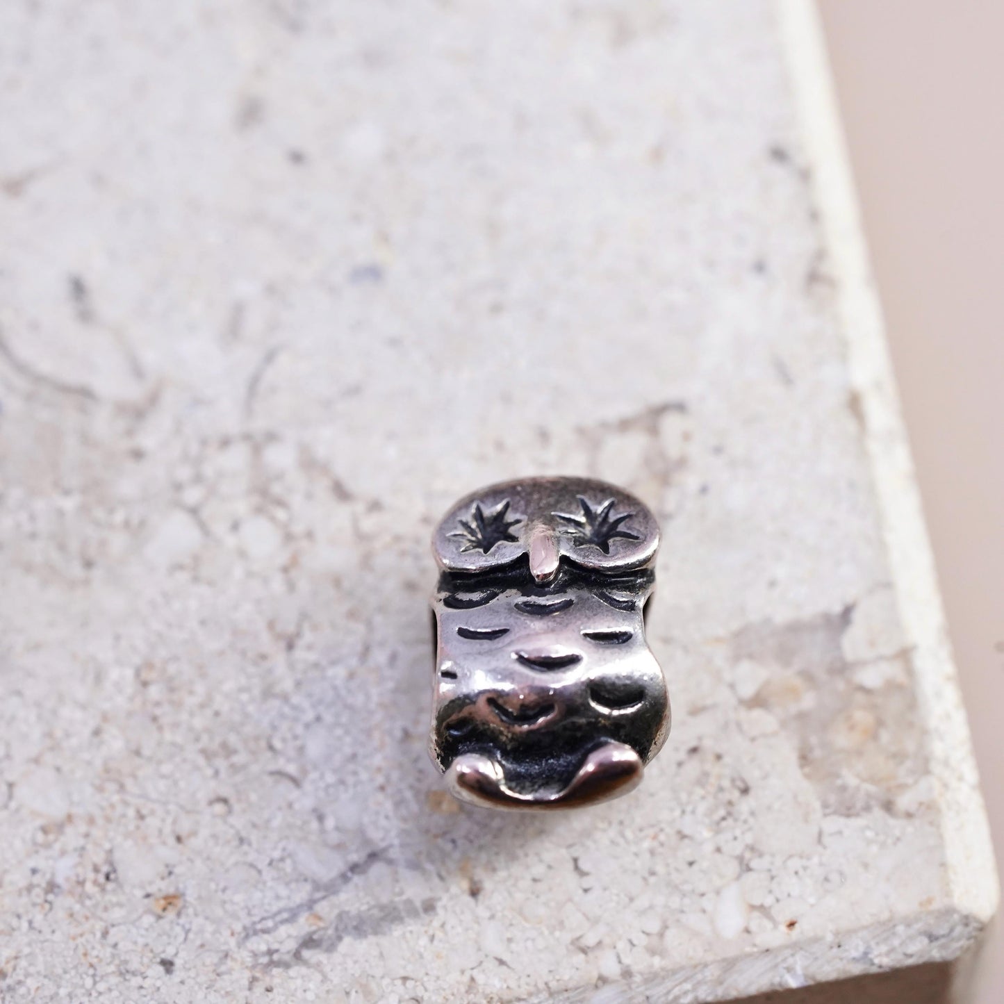vintage copper owl bead charm, no mark