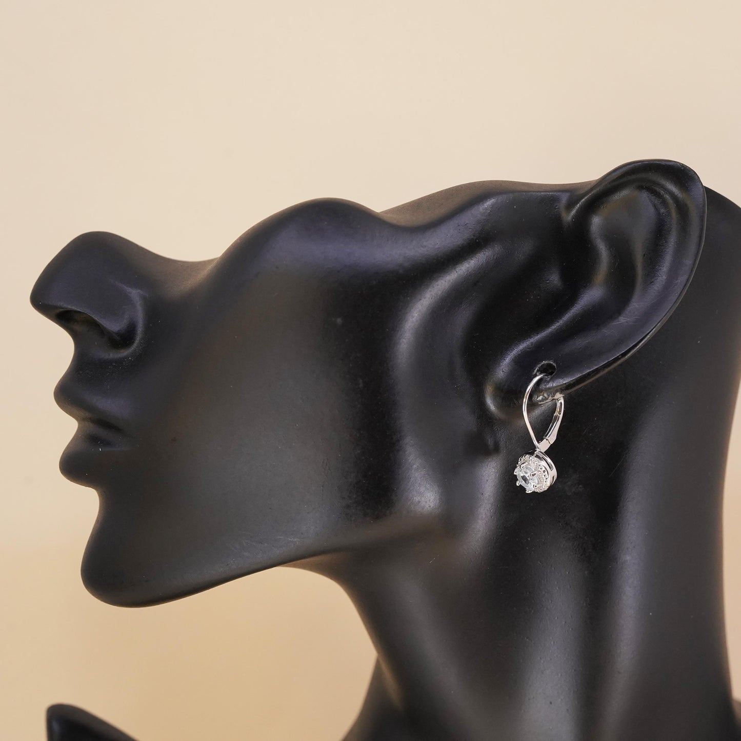 Fashion sterling silver single earring, 925 silver dangle with clear Cz