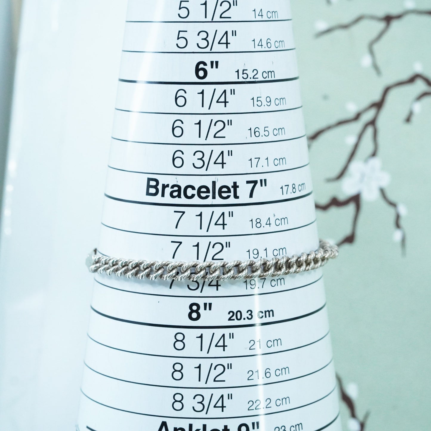 7.75”, 5mm, Vintage sterling 925 silver textured curb bracelet