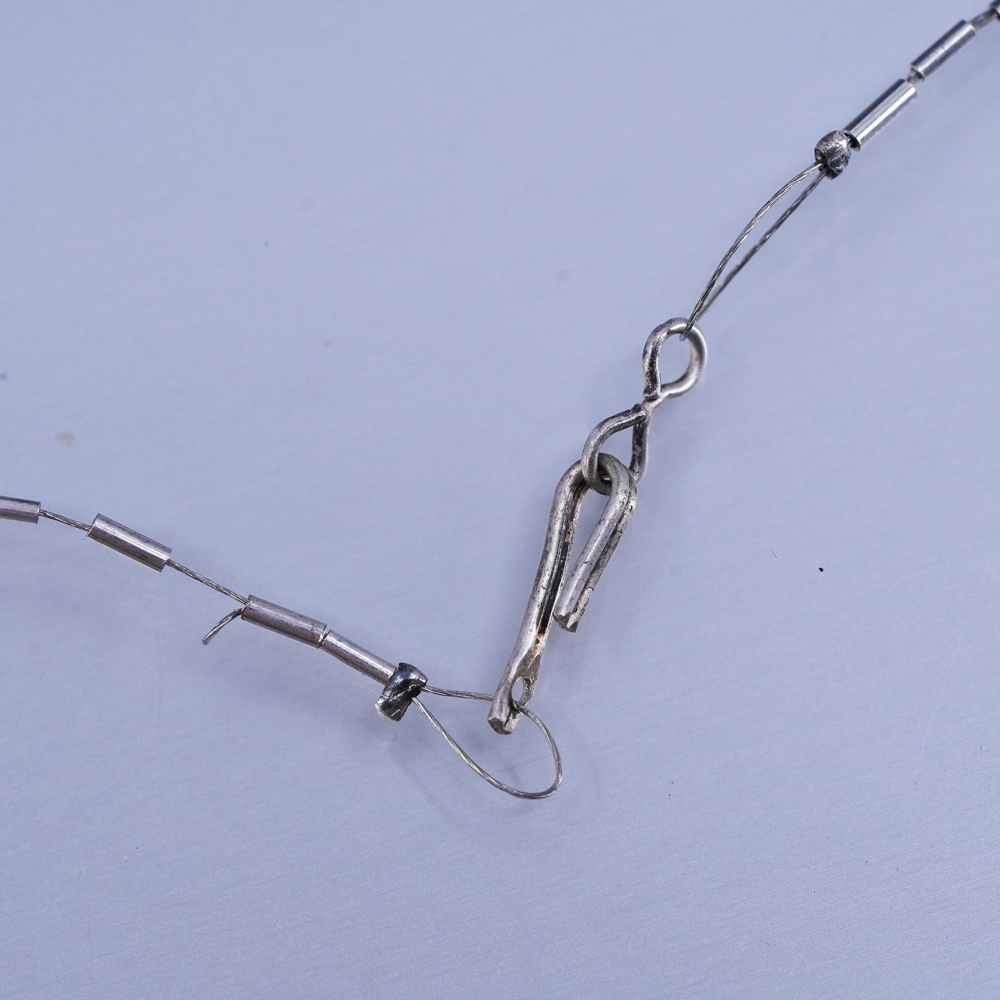 22”, Native American Sterling 925 liquid silver necklace with turquoise beads