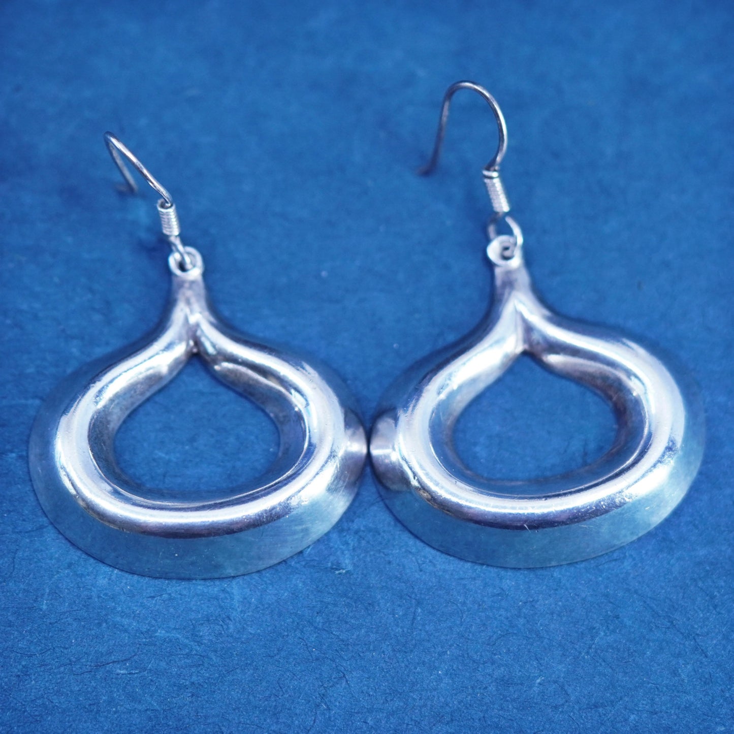 vintage Mexico Sterling silver handmade earrings, 925 teardrop