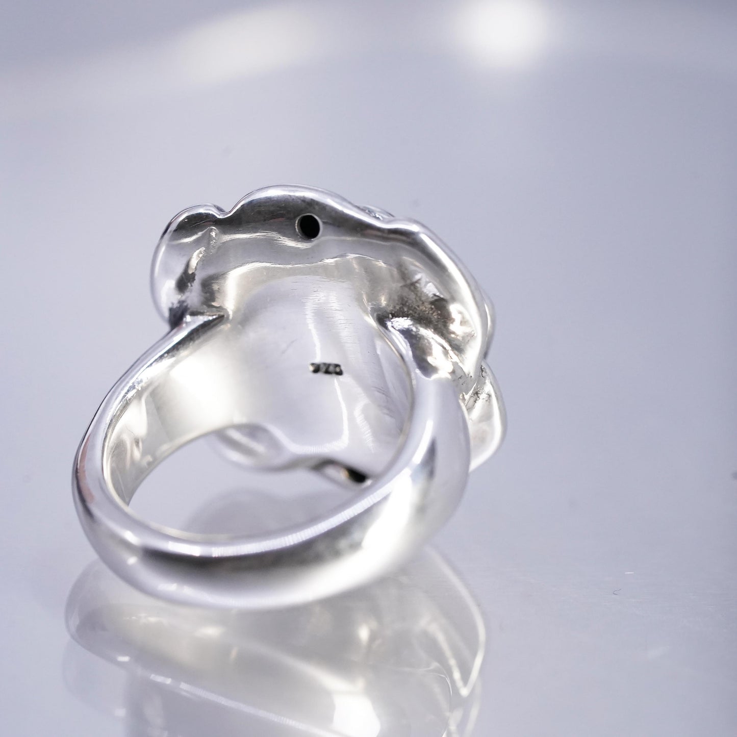 Size 6.5, Vintage Sterling 925 Silver Rose Bud Flower Band Ring