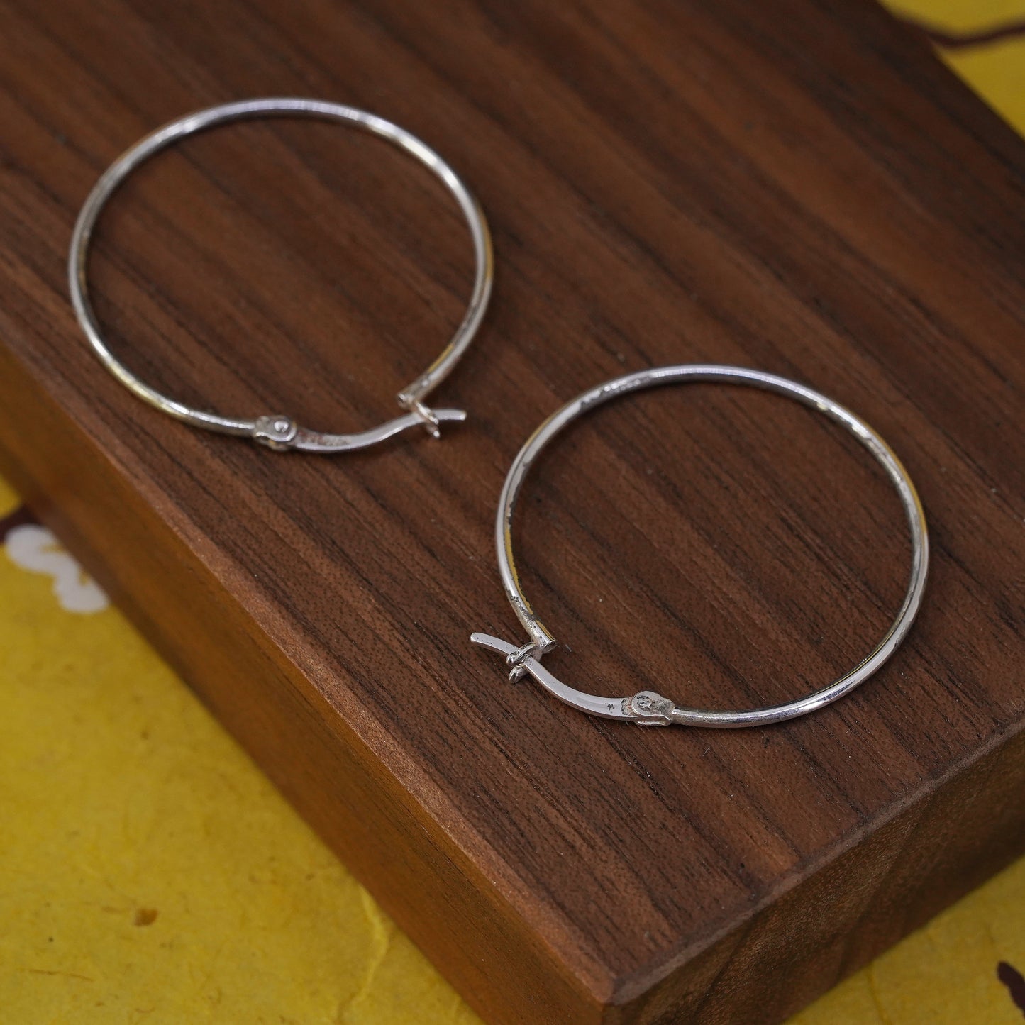 1.25", vintage Sterling silver handmade earrings, 925 hoops