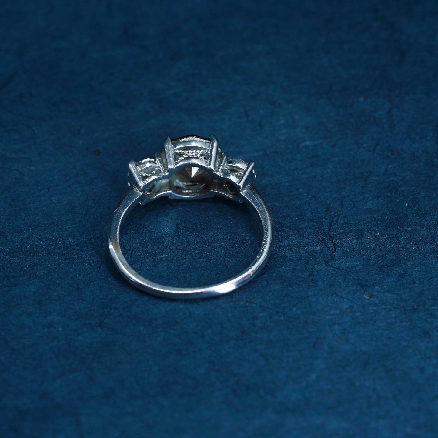 Size 7.75 vintage Sterling 925 silver engagement ring with pink cz