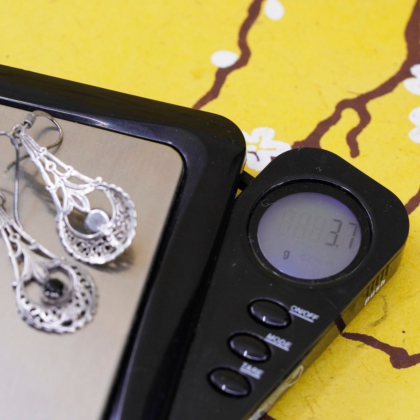 Vintage Sterling silver handmade earrings, 925 Filigree teardrop drops w/ onyx