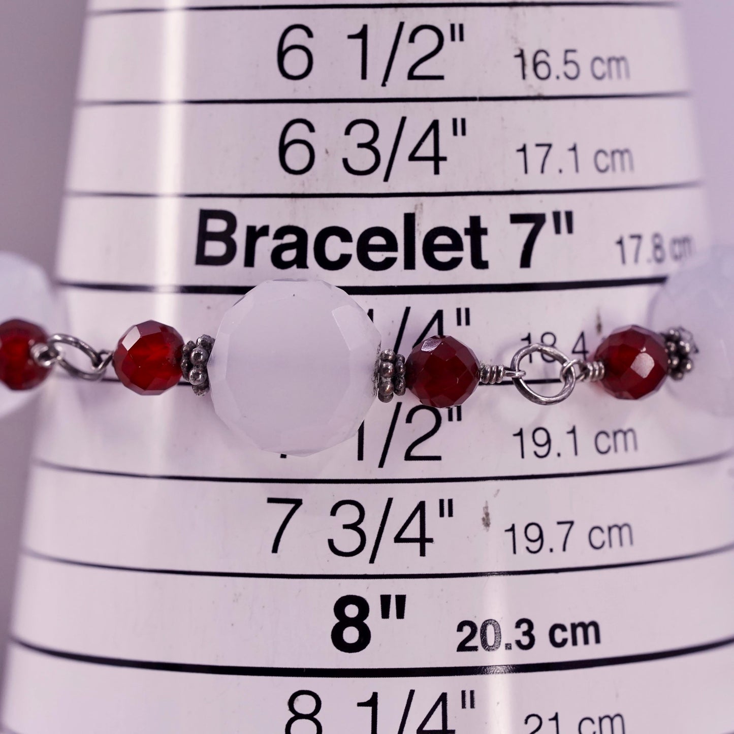 6.75”, vtg sterling silver handmade bracelet, 925 w/ turquoise N carnelian bead