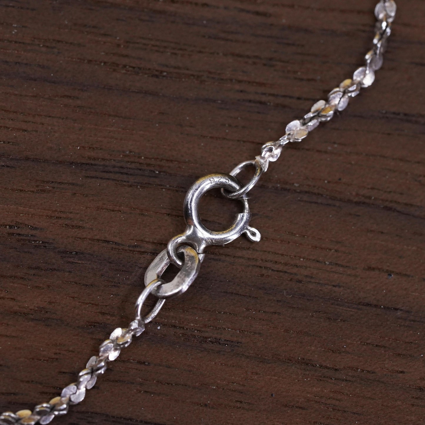 18" 2mm, vintage Sterling silver twisted nugget link chain, 925 necklace