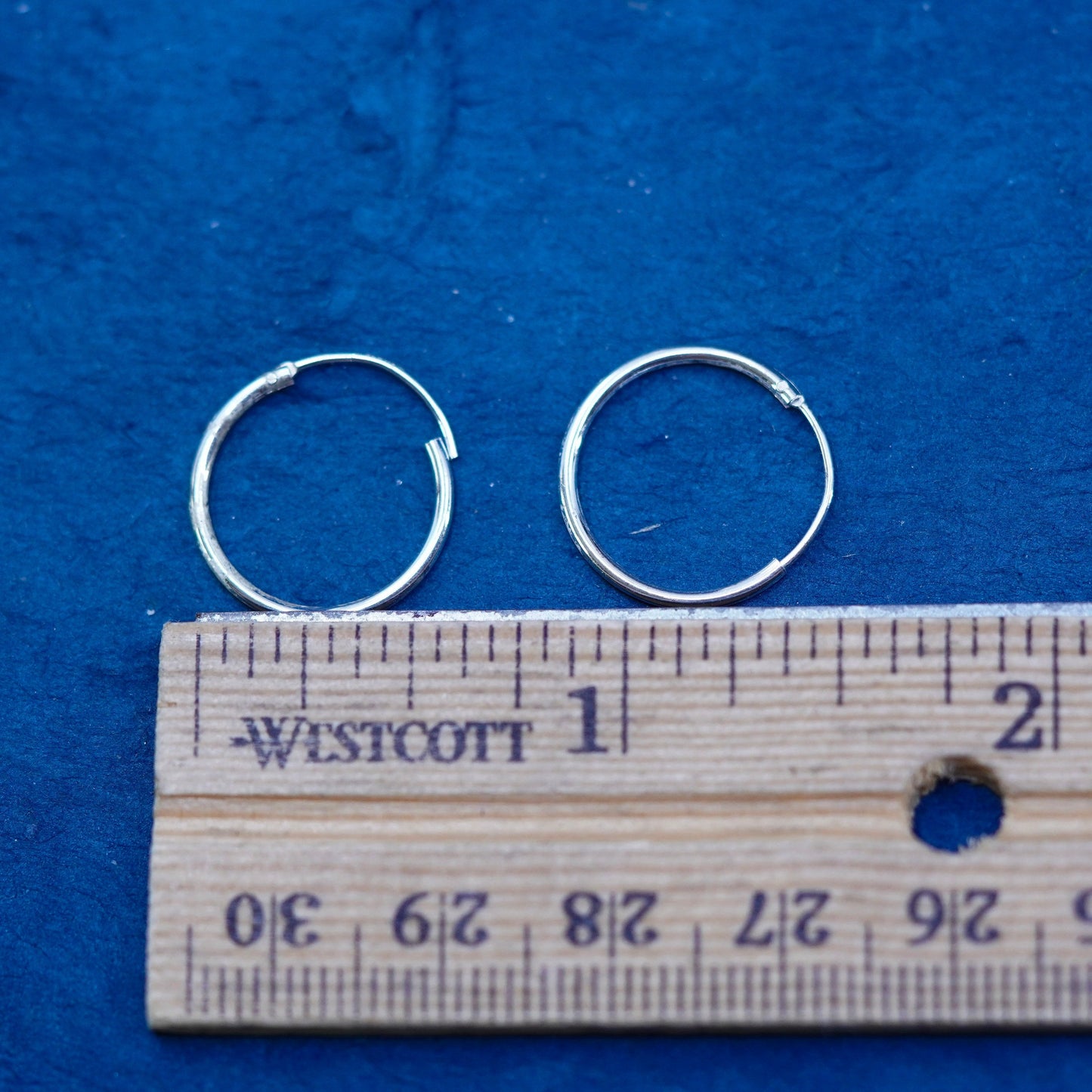 0.75”, vintage Sterling silver handmade hoop earrings, Modern 925 huggie