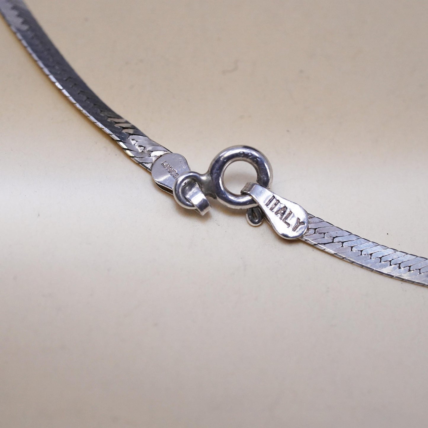 18” 2mm, Vintage Italian sterling silver necklace, 925 herringbone chain