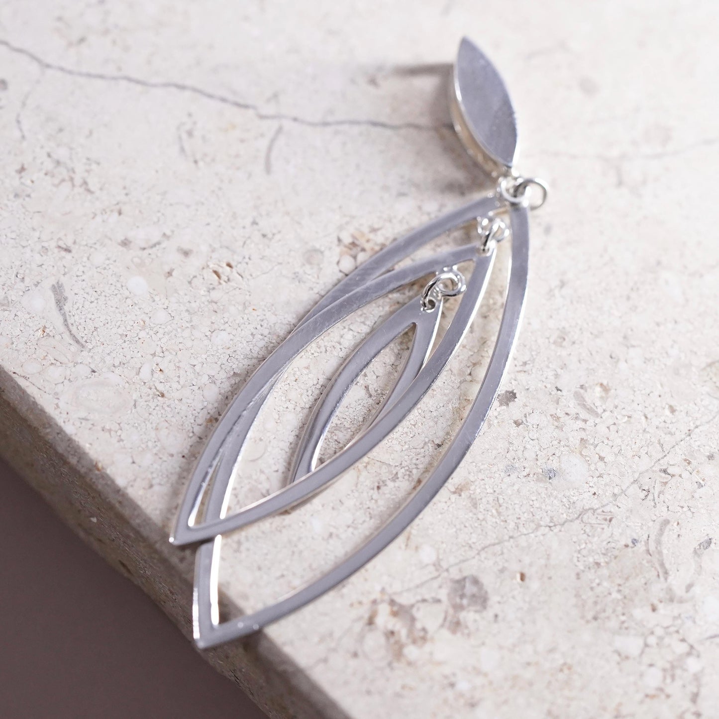 Vintage sterling silver handmade pendant, 925 Marquise shaped pendant