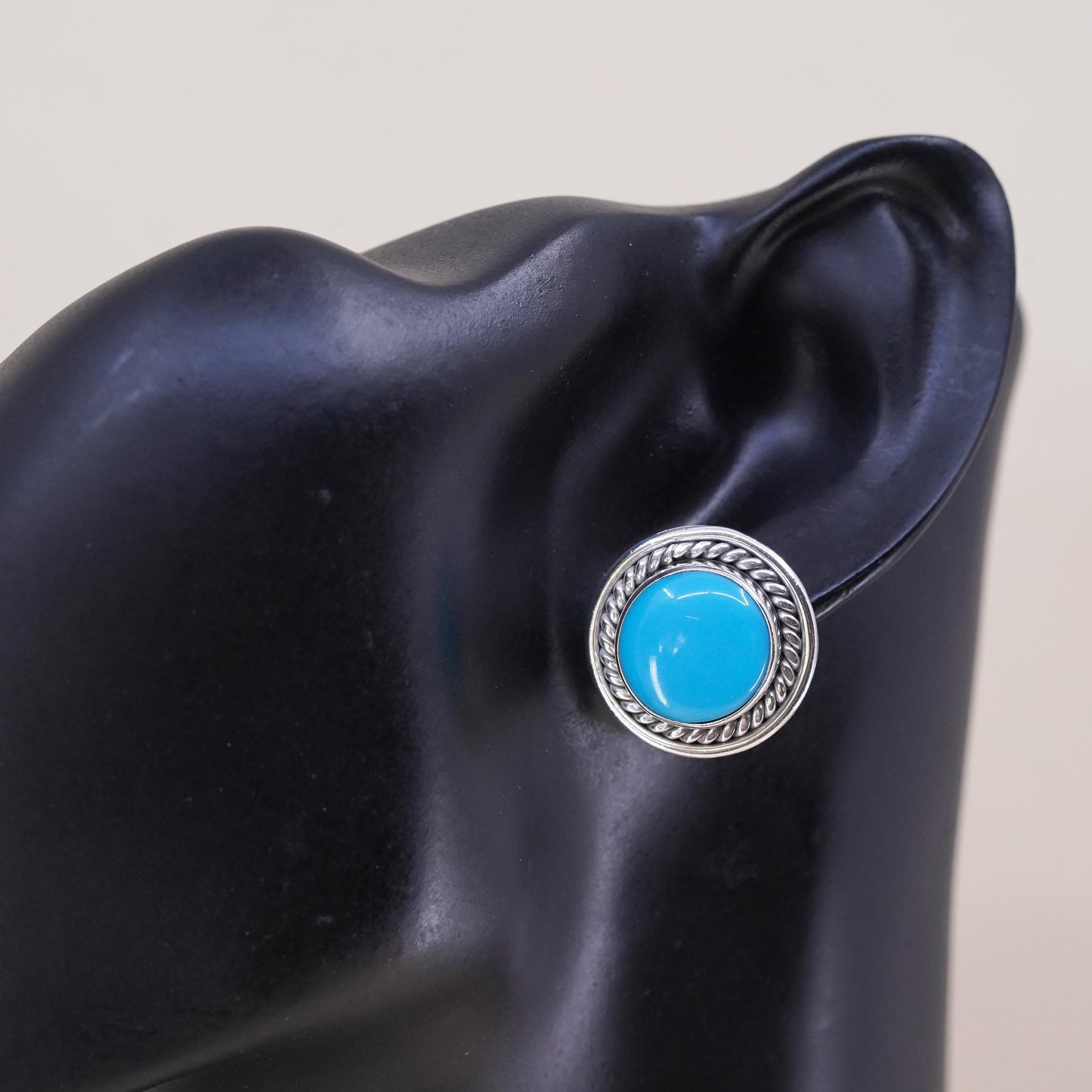 southwestern Mexican Sterling 925 silver stud with turquoise, single earring
