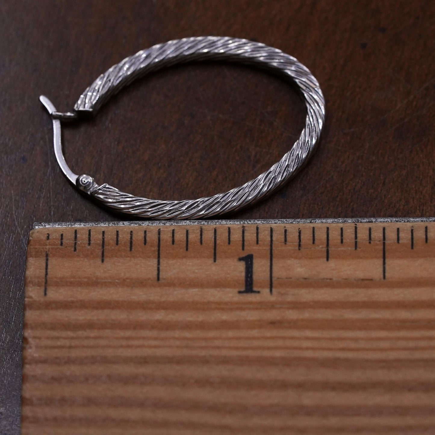 1.25”, Vintage sterling silver loop single earring, minimalist primitive hoop