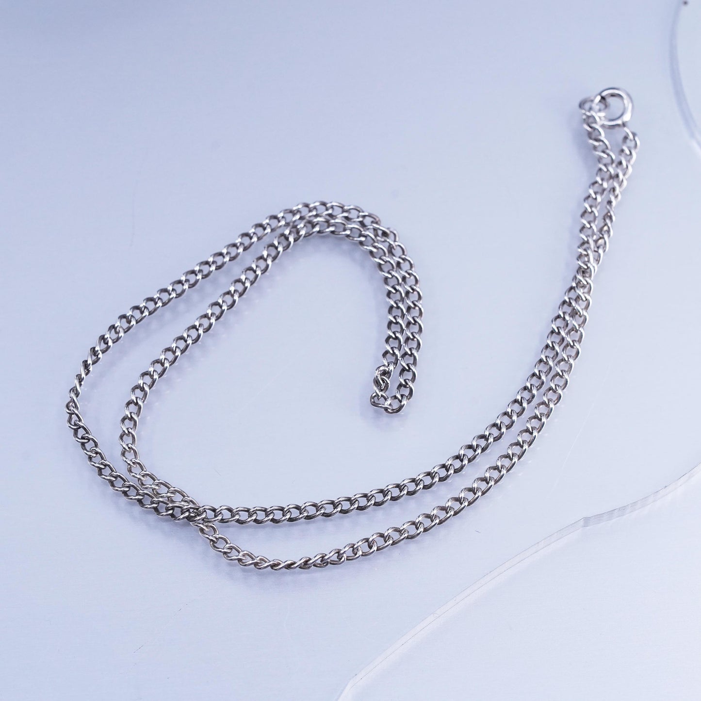 16” 3mm, vintage Sterling 925 silver handmade curb chain necklace