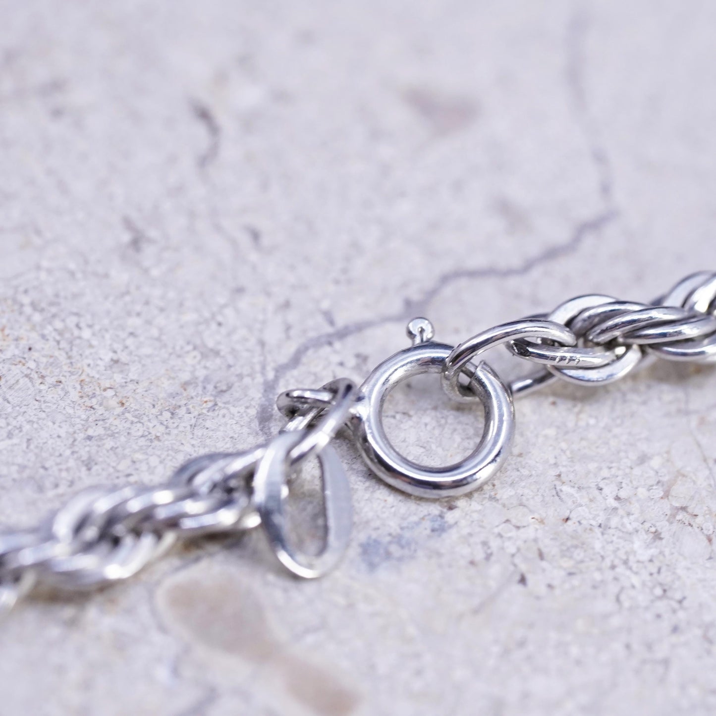 20" 3mm, vintage Sterling silver handmade necklace, 925 diamond rope chain