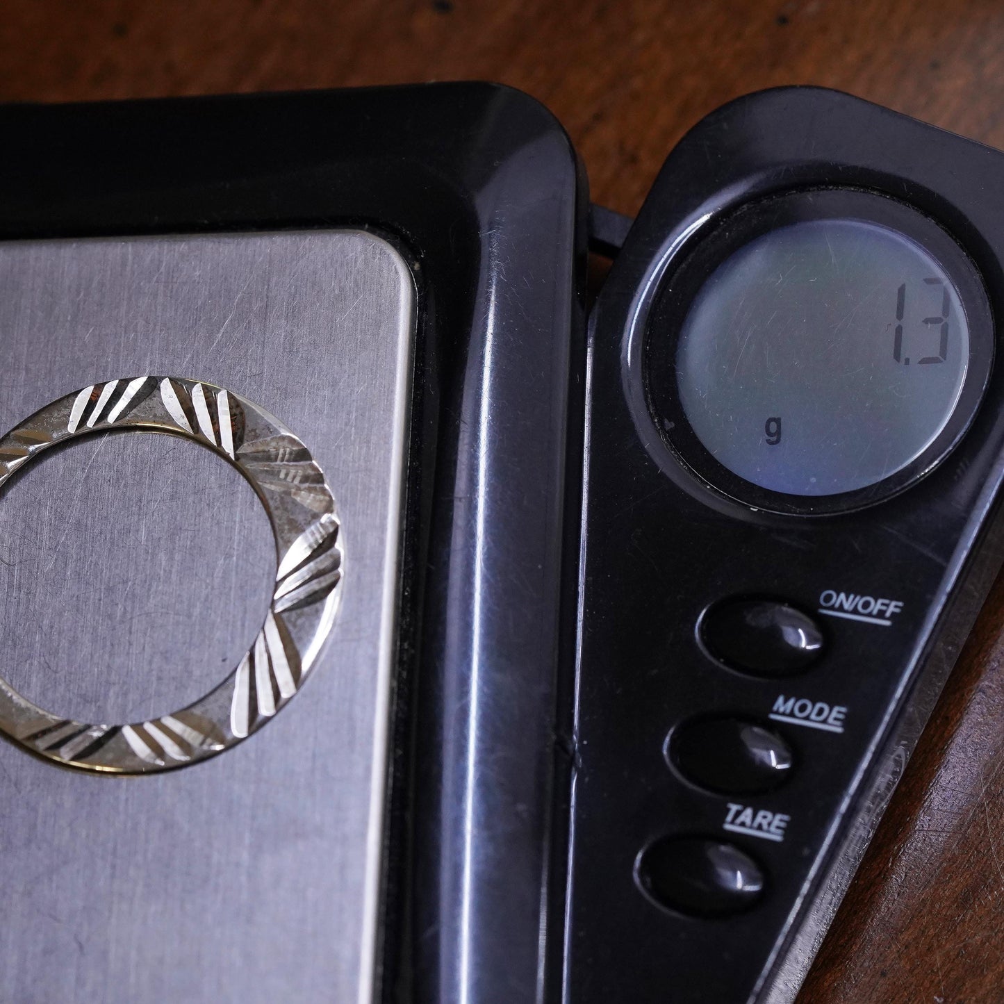 1", Vintage sterling silver loop single earring, minimalist textured hoop