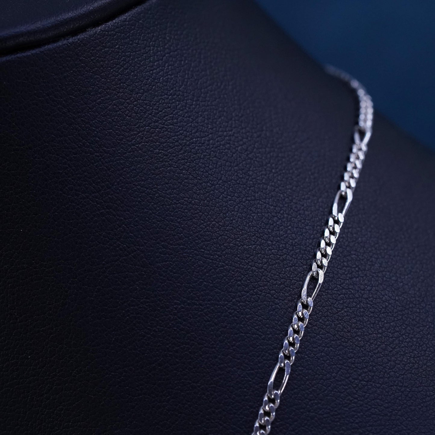 19", 3mm, vintage Mexican Sterling silver handmade necklace, 925 Figaro chain