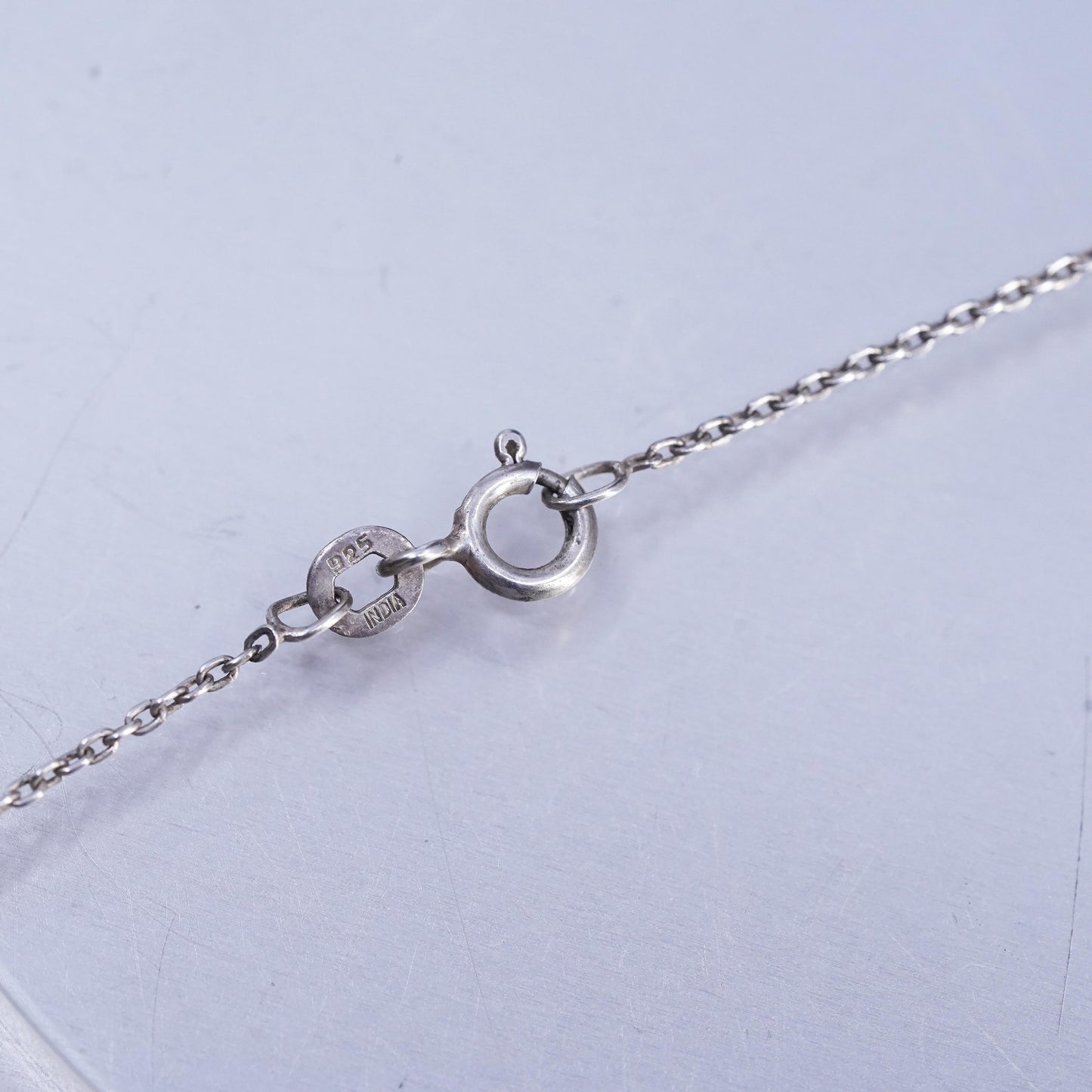 20" 1mm, vintage Sterling 925 silver circle necklace with double circle pendant