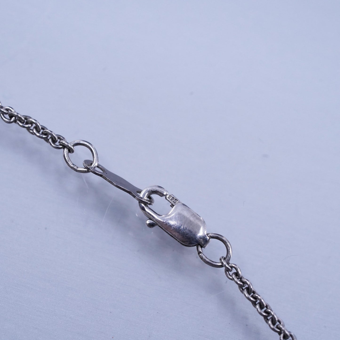 18”, vintage Sterling 925 silver handmade circle necklace w/ open heart pendant