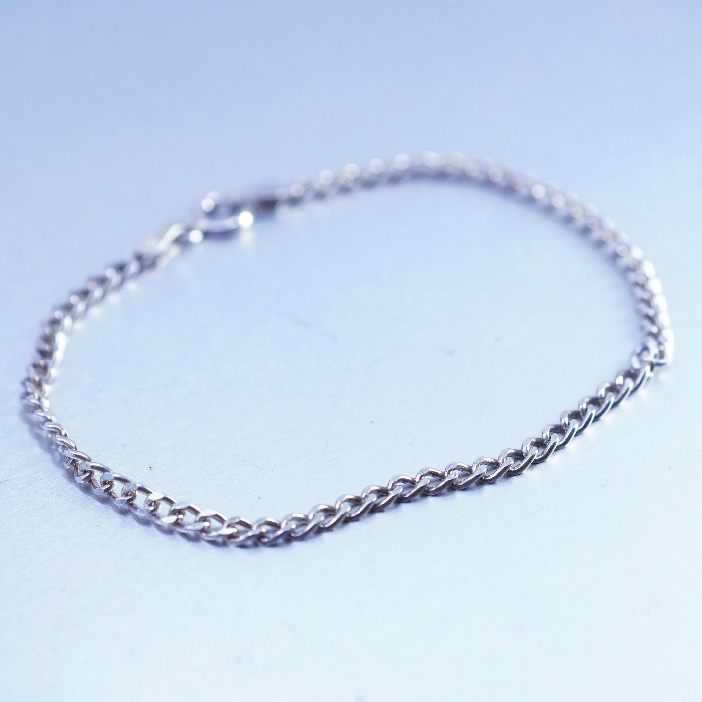7”, Italy milor Sterling 925 silver handmade bracelet, men’s curb link chain