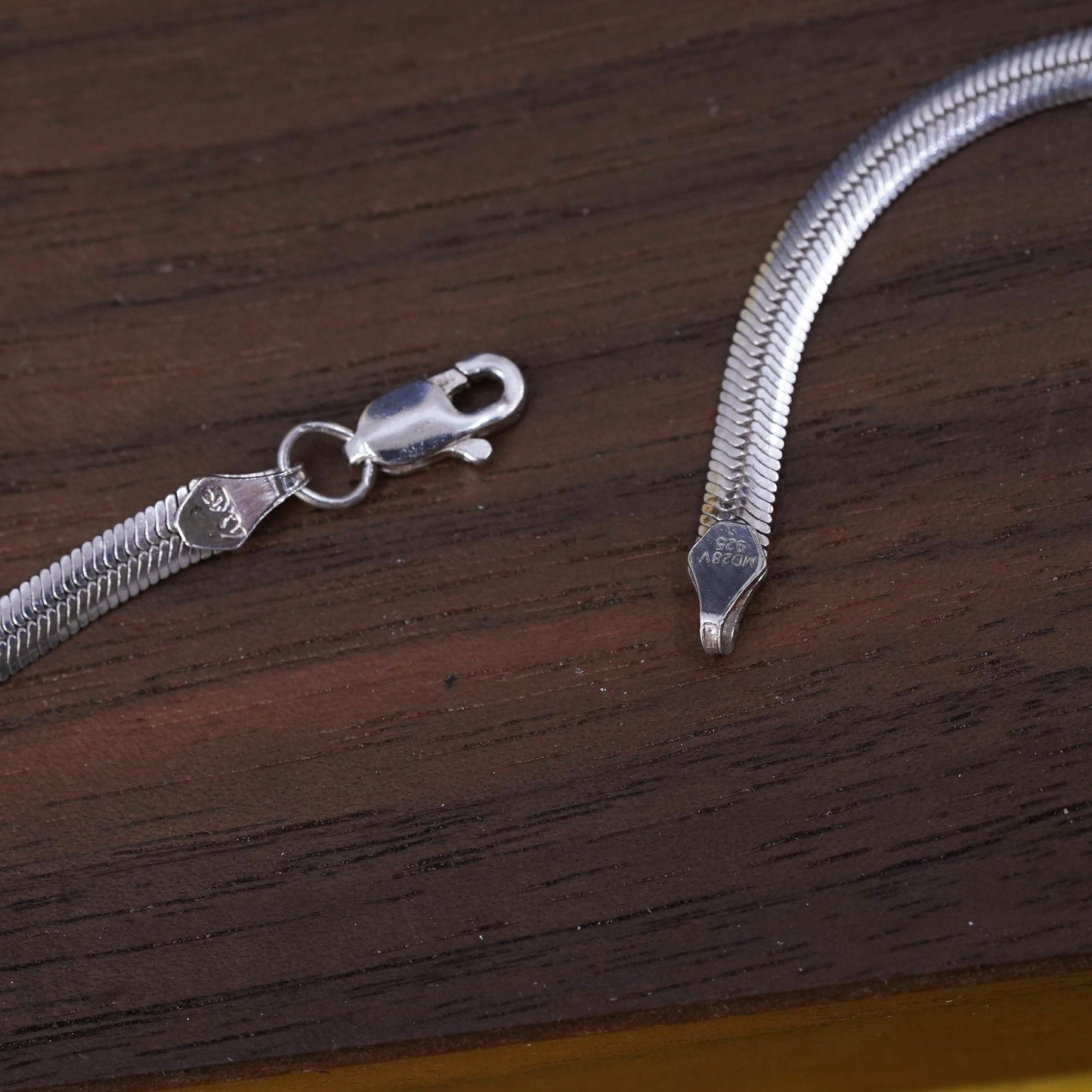 16" 4mm, vintage Sterling silver flatten snake chain, 925 necklace