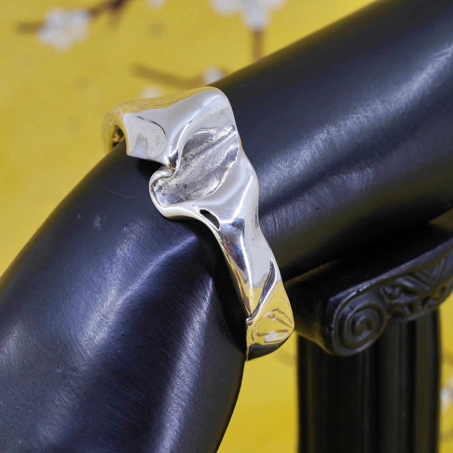 5.5", Southwestern sterling silver handmade bracelet, wrinkle 925 silver cuff