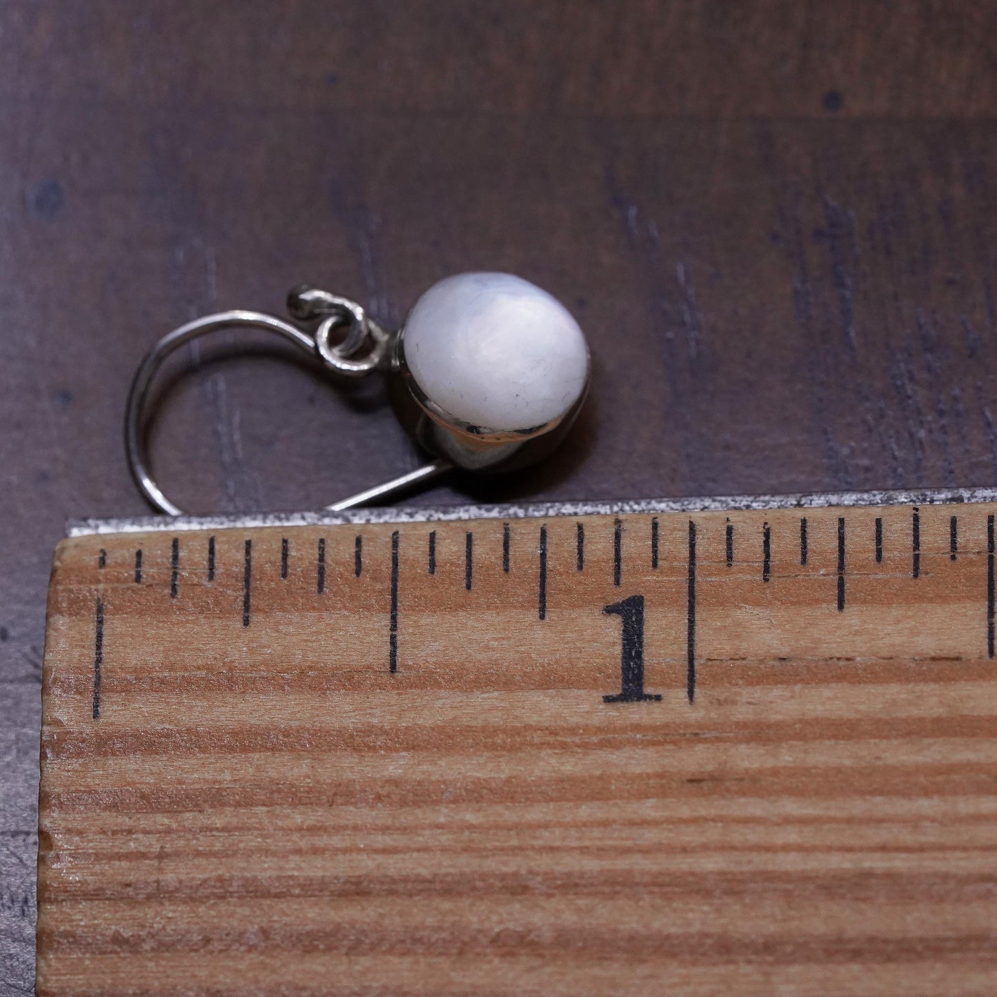 Vintage sterling 925 silver handmade single earring with mother of pearl dangle
