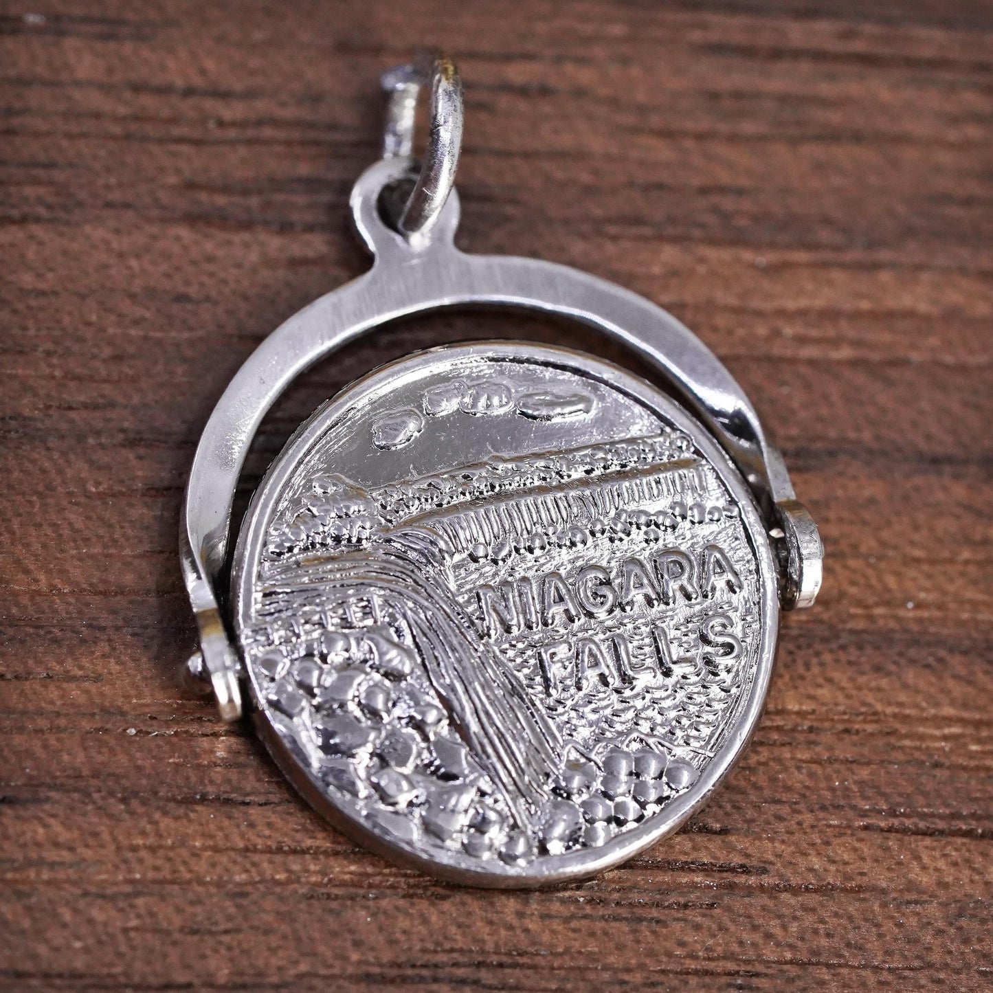 Sterling Silver 925 Niagara Falls Moving Spinner Charm Wish You Were Here