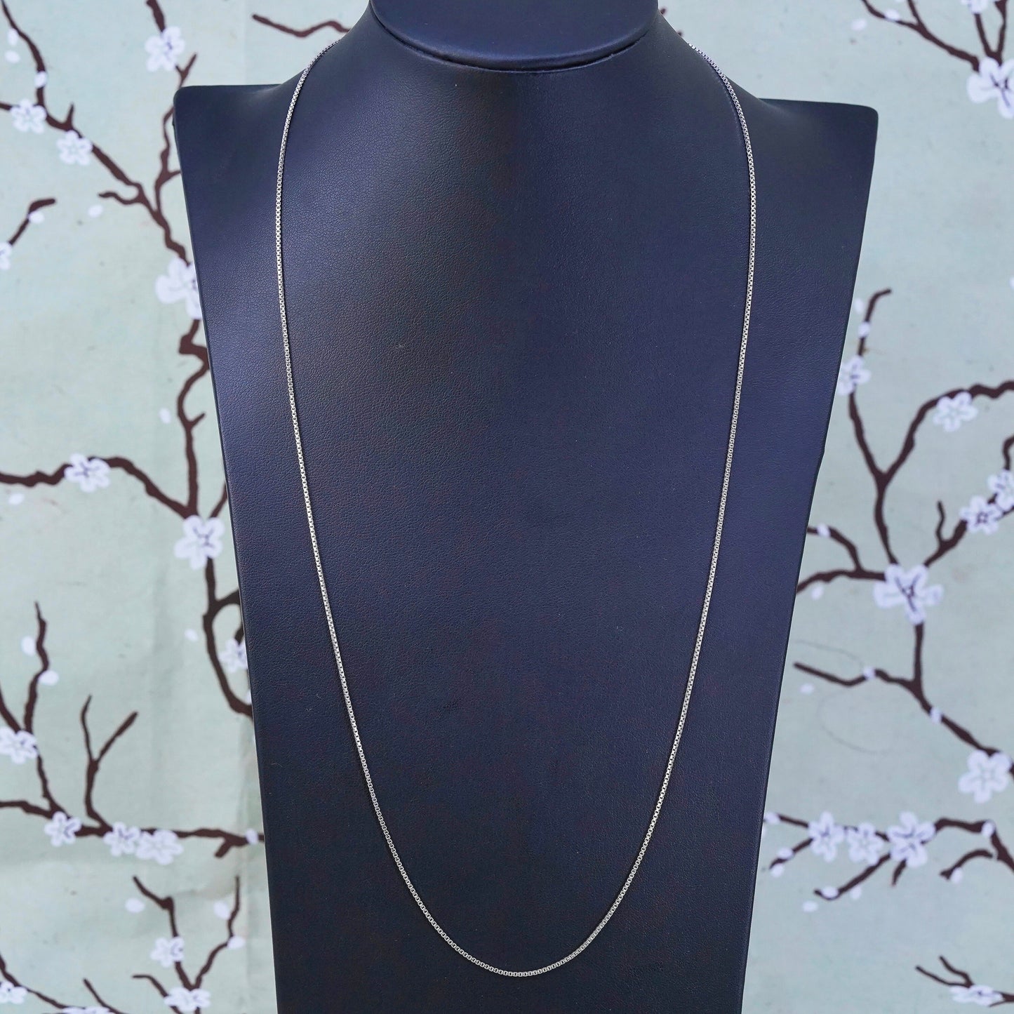 24", 1mm, Vintage Italian sterling 925 silver box chain, necklace