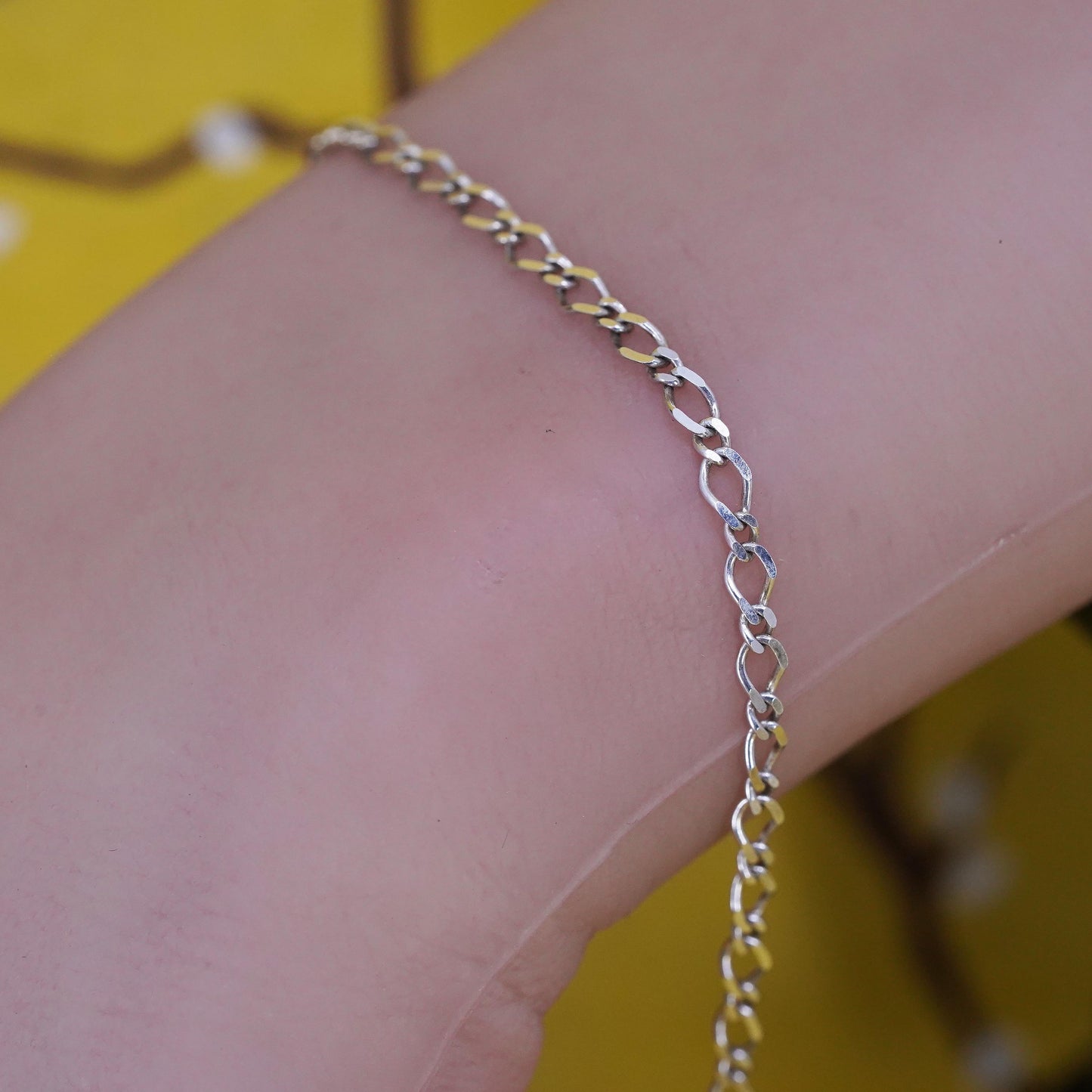 11.25” 3mm, Vintage sterling silver handmade anklet, 925 Figaro chain