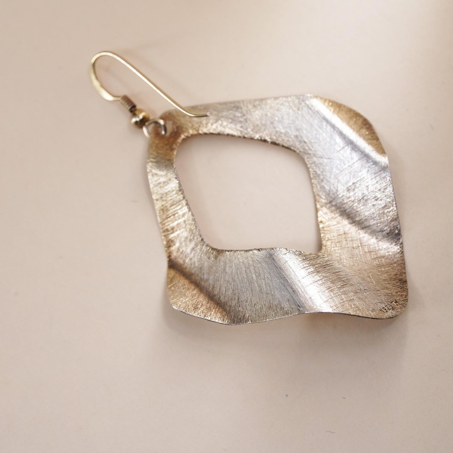 vintage matte vermeil gold over sterling silver 925 handmade single earring