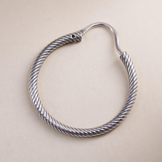 0.75", Vintage sterling silver loop single earring, fashion cable twisted hoop