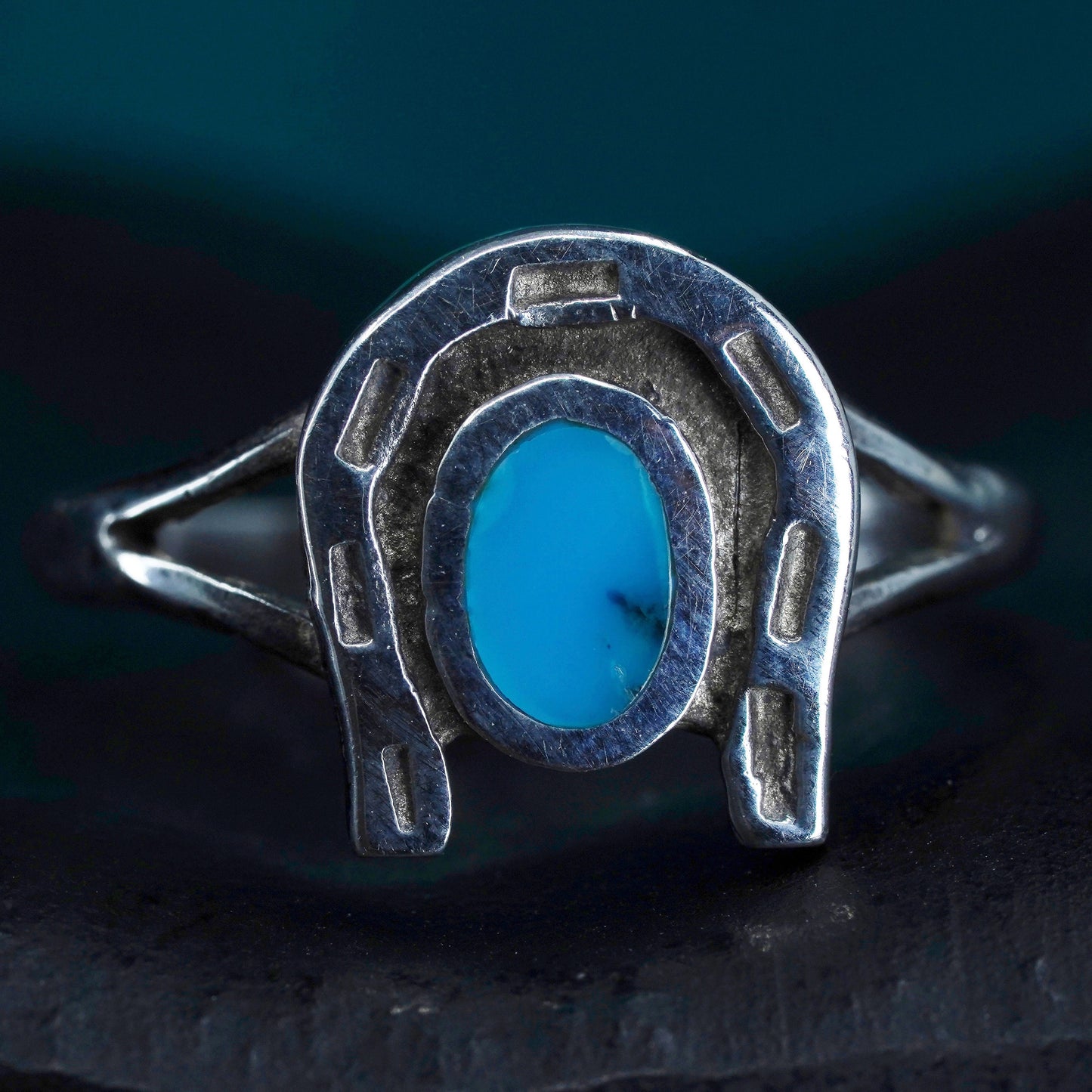 Size 7, Sterling silver ring, Native American, southwestern, 925 horseshoe band