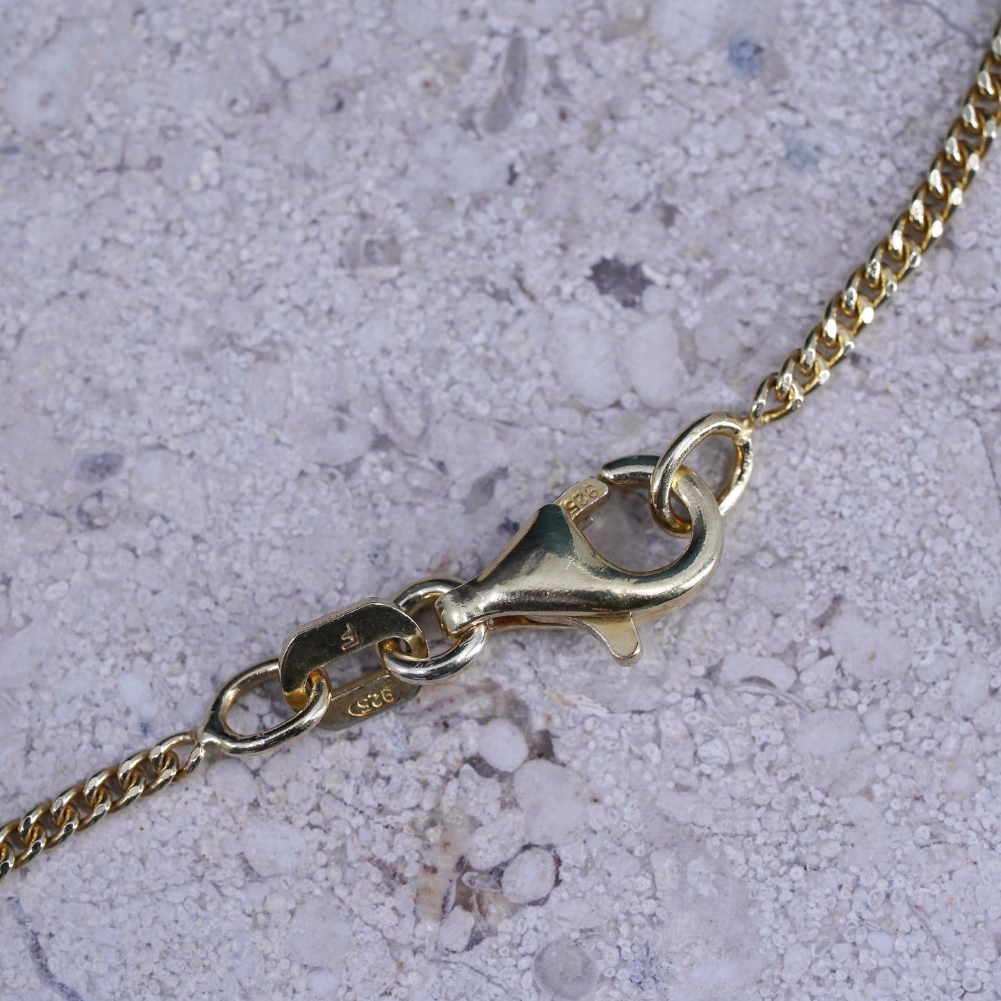 18", 2mm, Vermeil Gold over Sterling silver handmade necklace, 925 curb chain
