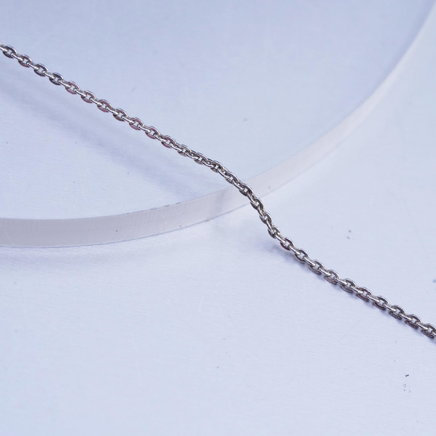16+2" 1mm, vintage Sterling 925 silver circle chain necklace