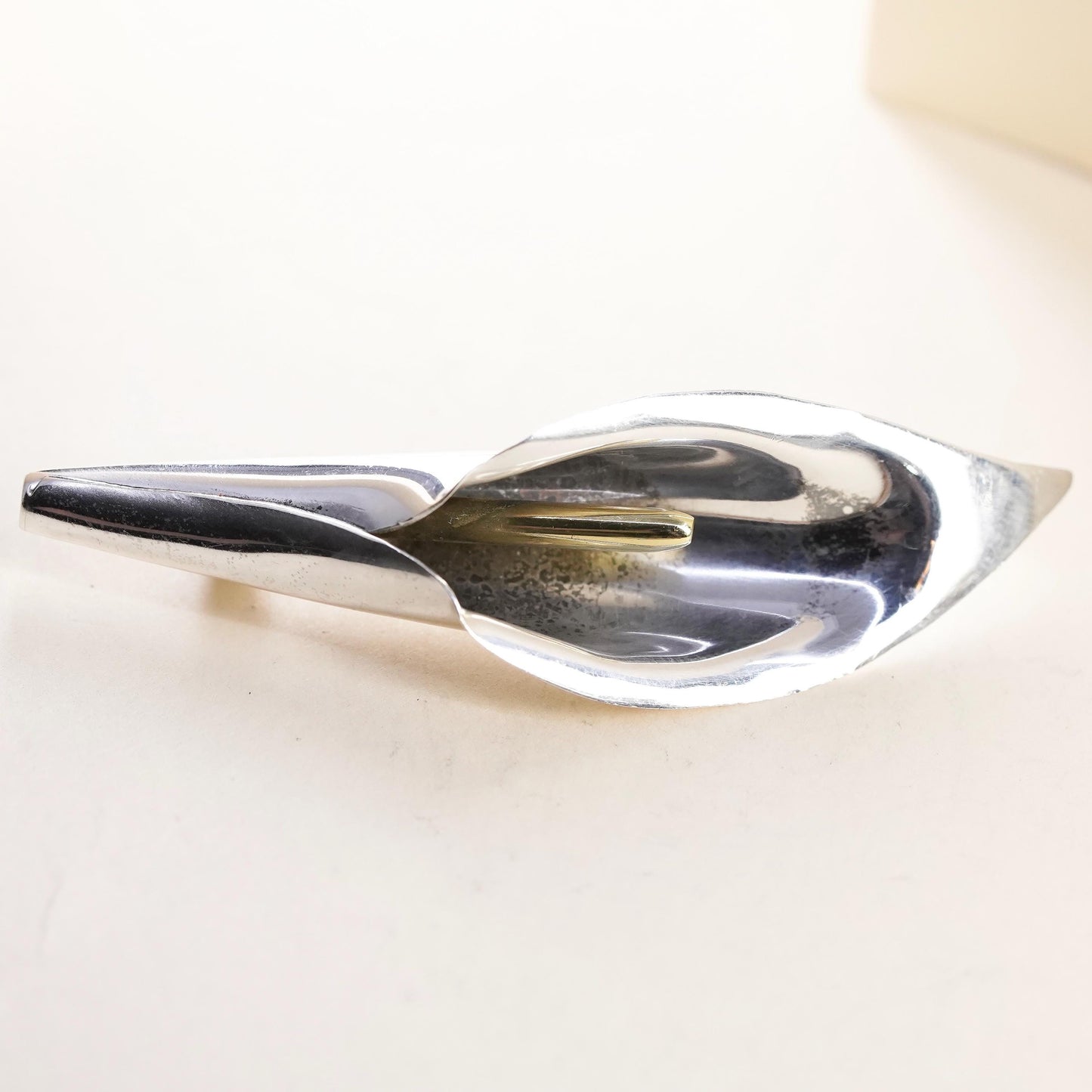 Mexico two tone Sterling 925 Silver Calla Lily Brooch Floral Pin Taxco Flower