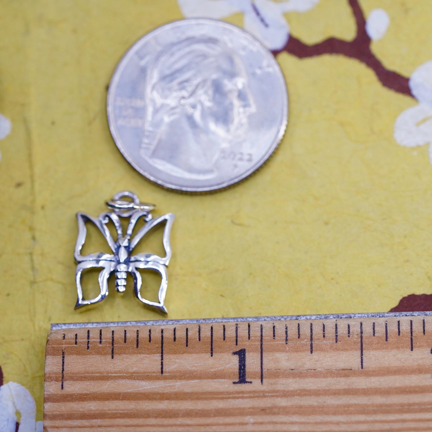 Vintage Sterling silver handmade pendant, 925 cute butterfly charm