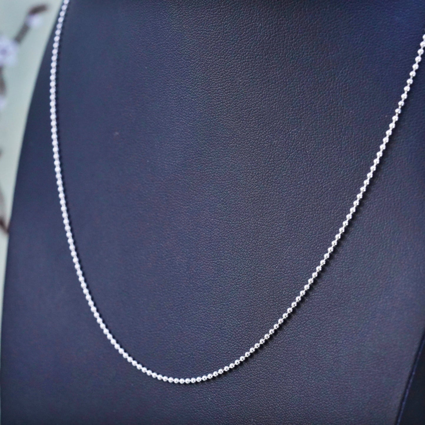 18”, Vintage Italian sterling silver beads chain, 925 necklace