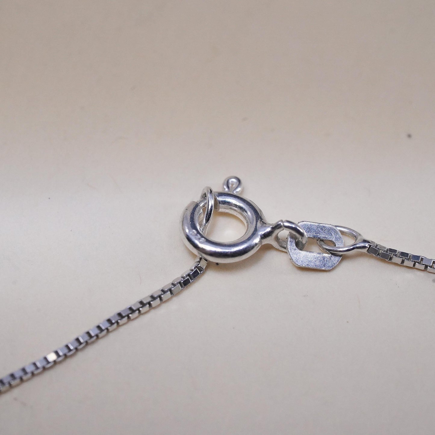 18", vintage sterling silver handmade necklace, box chain name Kendall pendant