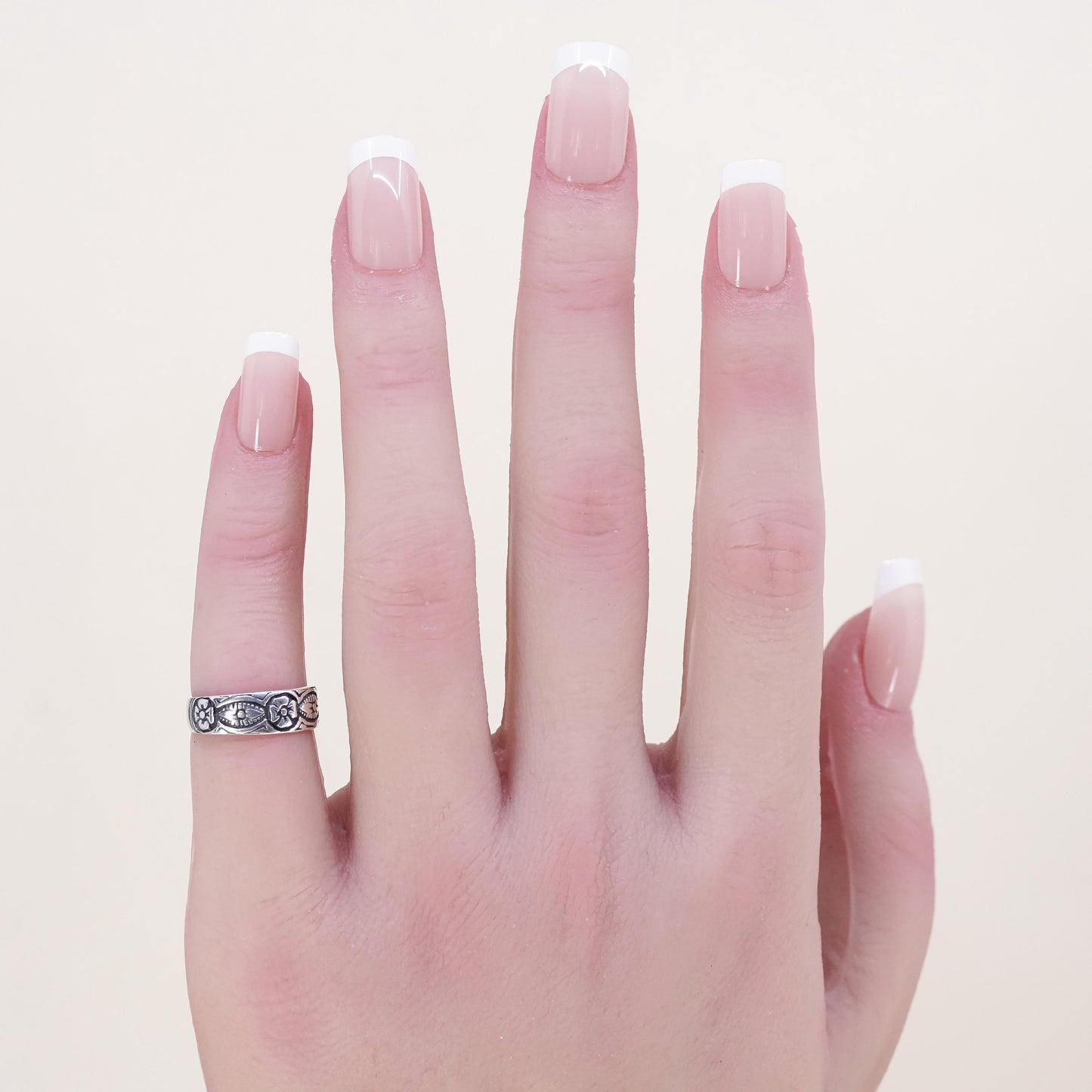 Size 2.75, vintage Sterling silver handmade ring, 925 filigree band with flower