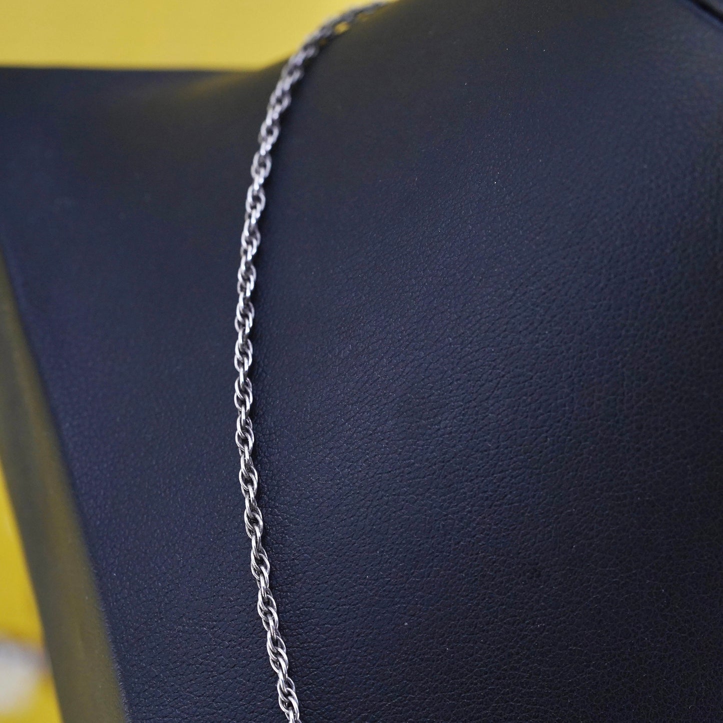20" 1.6mm, vintage Sterling silver necklace, 925 Singapore rope chain