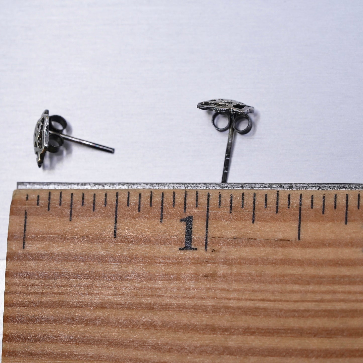 Vintage Sterling silver handmade earrings, 925 rose flower studs
