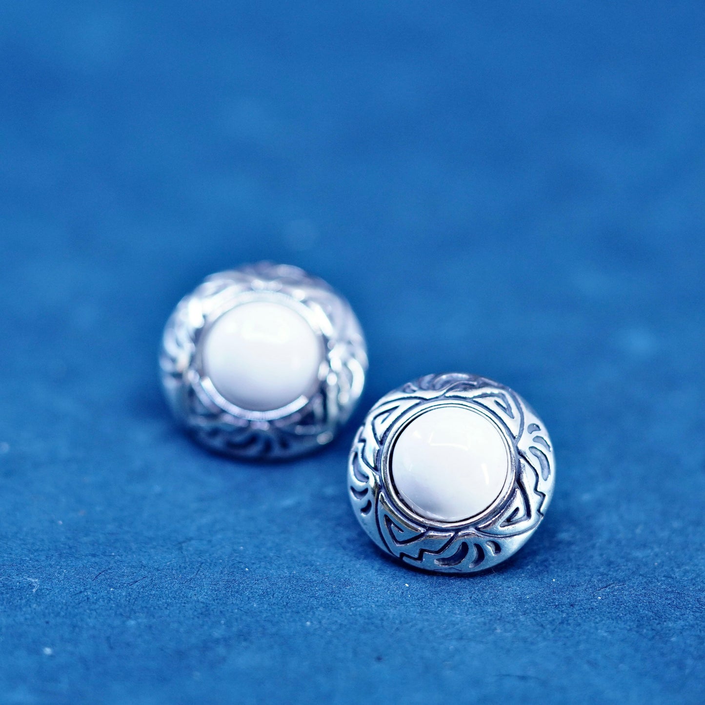 Relios Carolyn pollack Sterling Silver handmade Earrings 925 studs with howlite